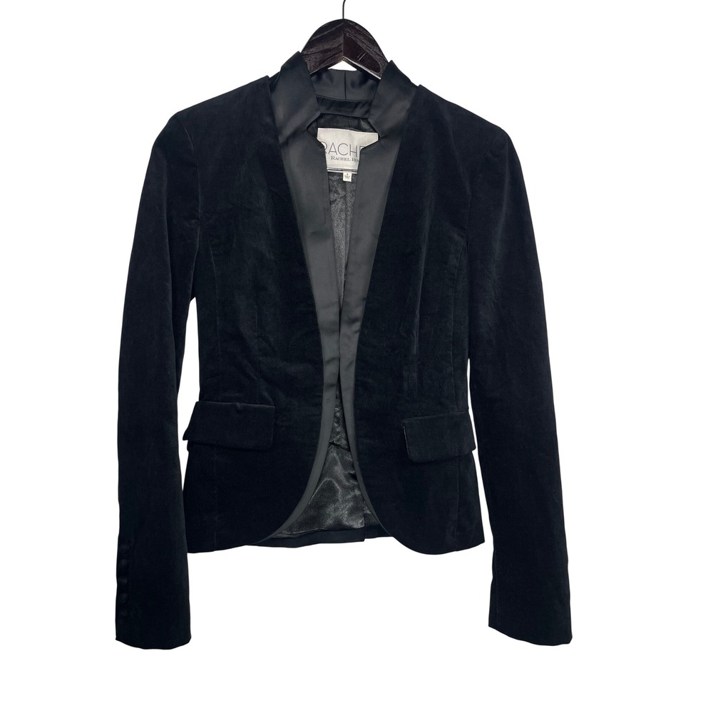 Rachel Rachel Roy Blazer Womens 4 Black Velvet Satin Trim Tuxedo Old Money Goth